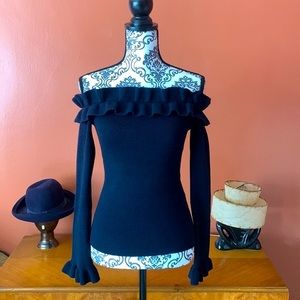 White House Black Market Off Shoulder Ruffle Sweater